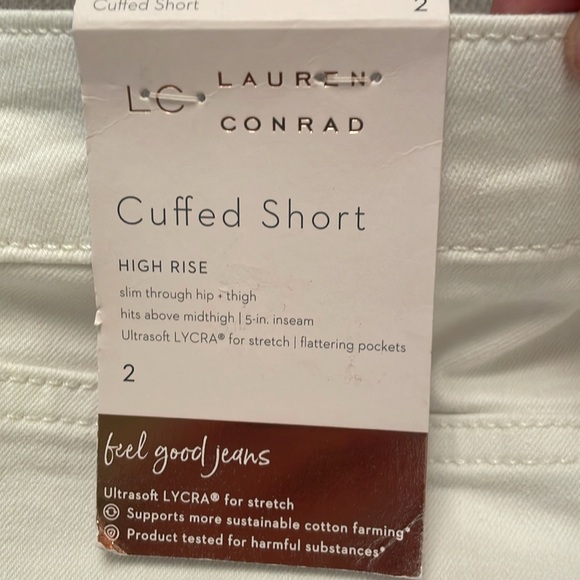 NWT $44 Lauren Conrad White Cuffed Shorts HIGH RISE - Picture 12 of 14